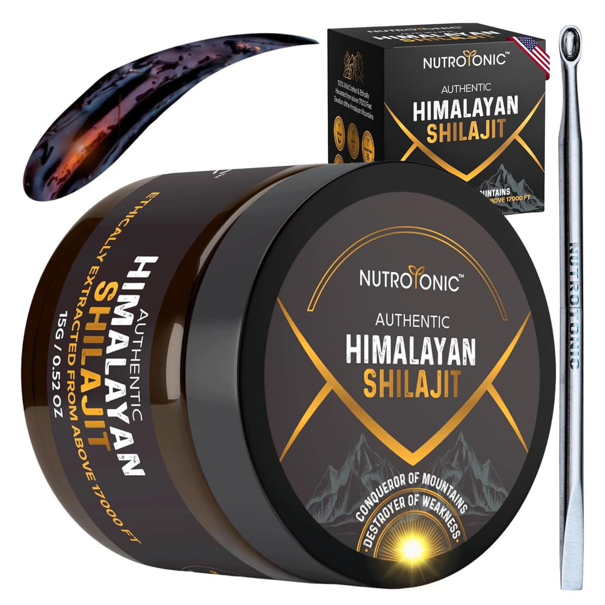 NutroTonic Shilajit A+ 91g résine pure vue de face