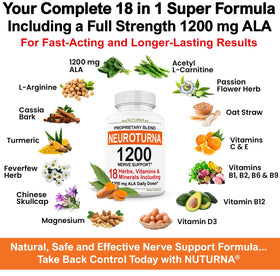 Nuturna Complément Alimentaire Alpha Lipoïque 1200 mg capsules sur une table