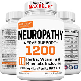 Nuturna complément alimentaire soutien neuropathie 1200 mg ALA bouteille vue de face