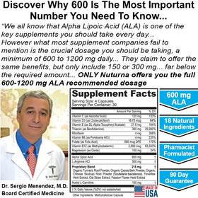 Nuturna Neuroturna 600 mg Acide Alpha-Lipoïque en gros plan montrant la capsule