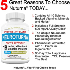 Nuturna Neuroturna 600 mg Acide Alpha-Lipoïque vue arrière avec informations nutritionnelles
