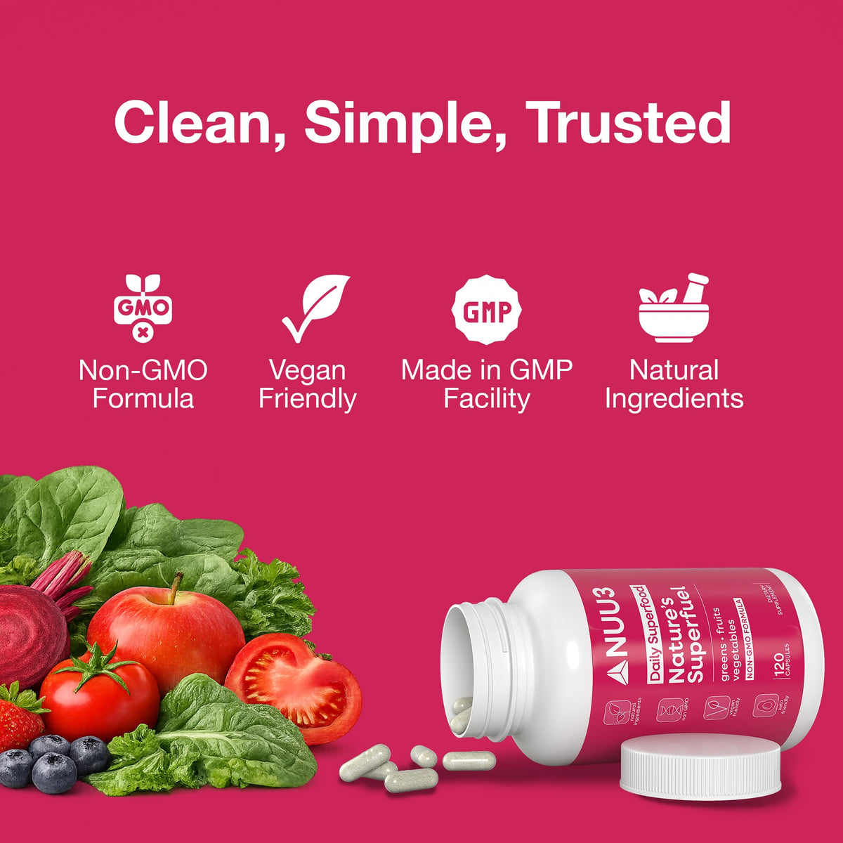 NUU3 Nature's Superfuel, capsules dans un environnement naturel