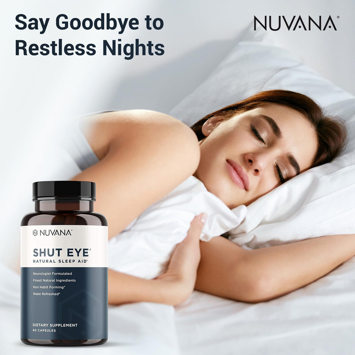 Nuvana Shut Eye capsules ouvertes sur une table