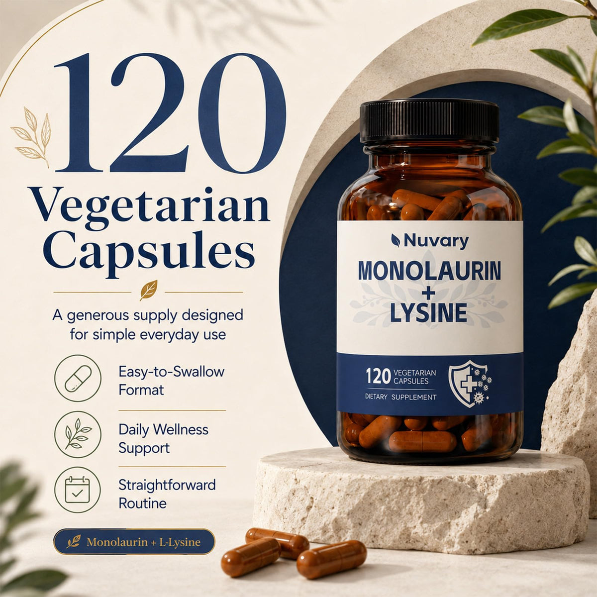 Nuvary monolaurine et lysine, étiquette et informations nutritionnelles