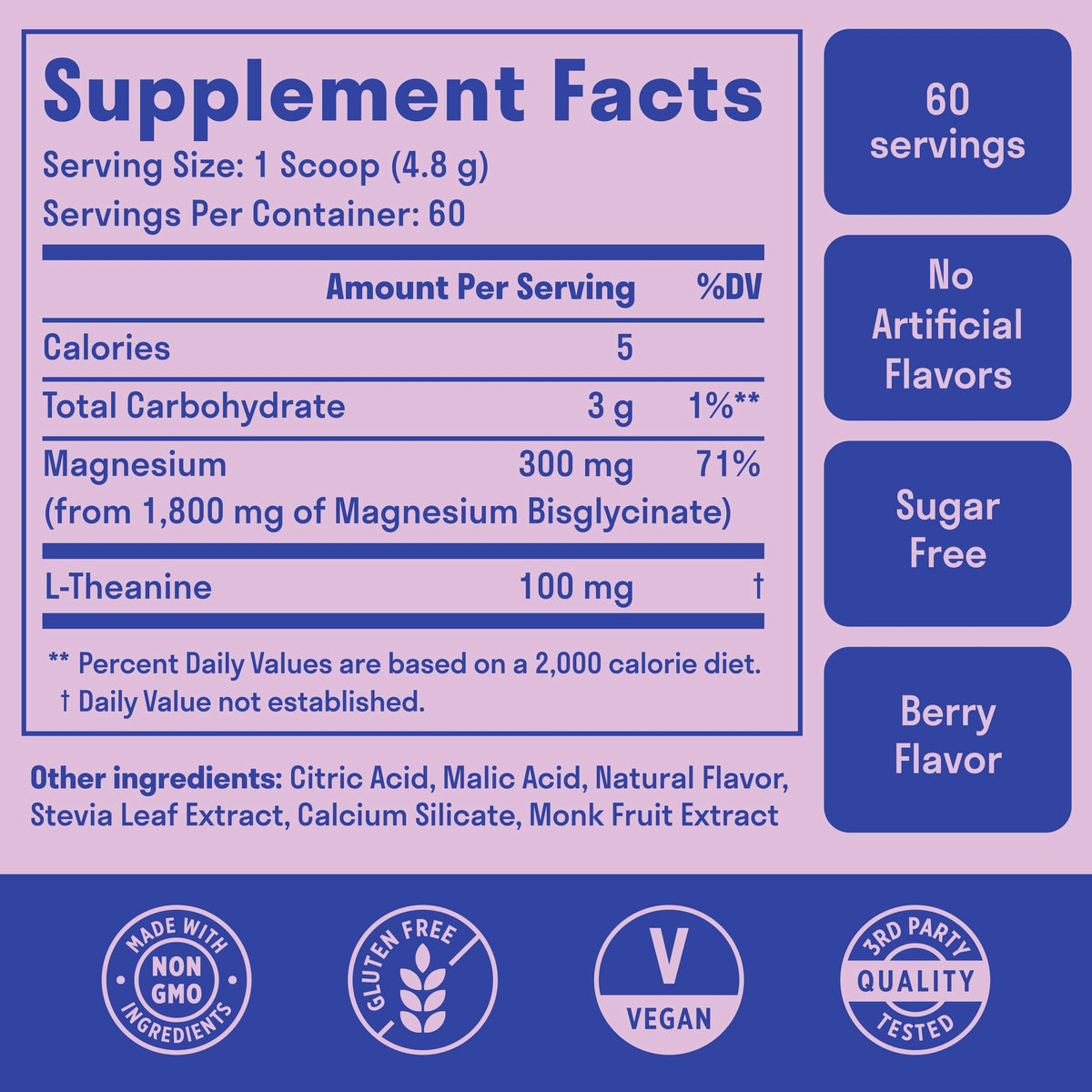Nuven Naturals Poudre de Glycinate de Magnésium 300mg 60 Servings emballage