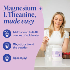 Nuven Naturals Poudre de Glycinate de Magnésium 300mg 60 Servings en préparation dans un verre