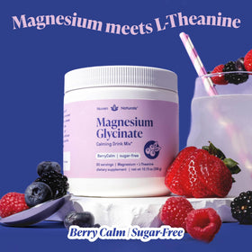 Nuven Naturals Poudre de Glycinate de Magnésium 300mg 60 Servings mélange de baies