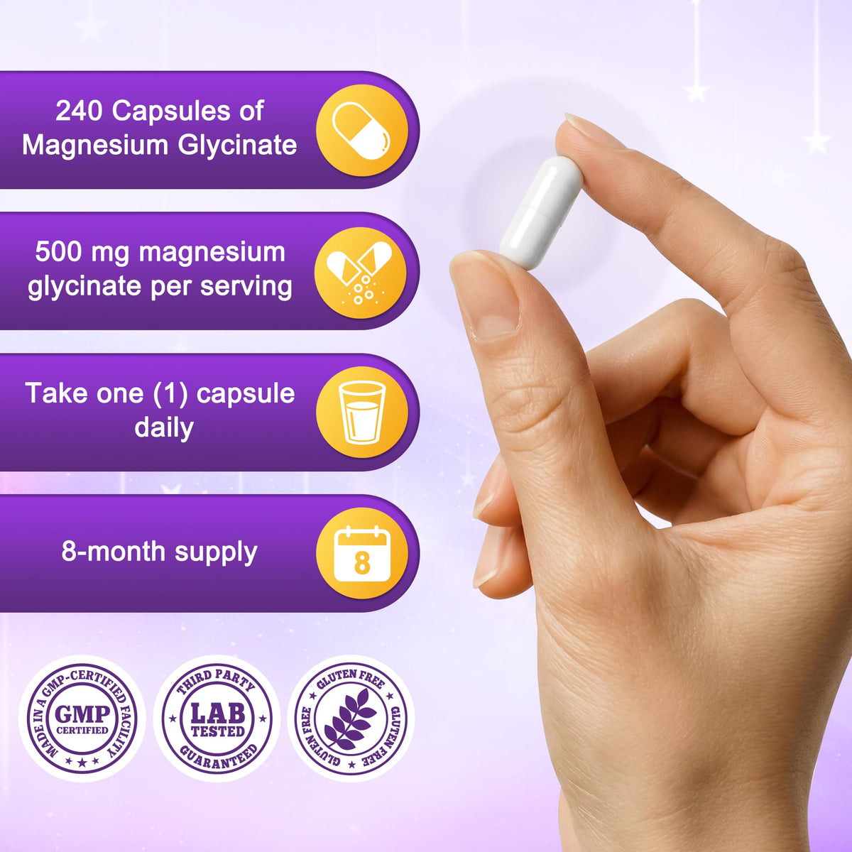 NuvitaGarden Magnésium Glycinate 500mg étiquette du produit