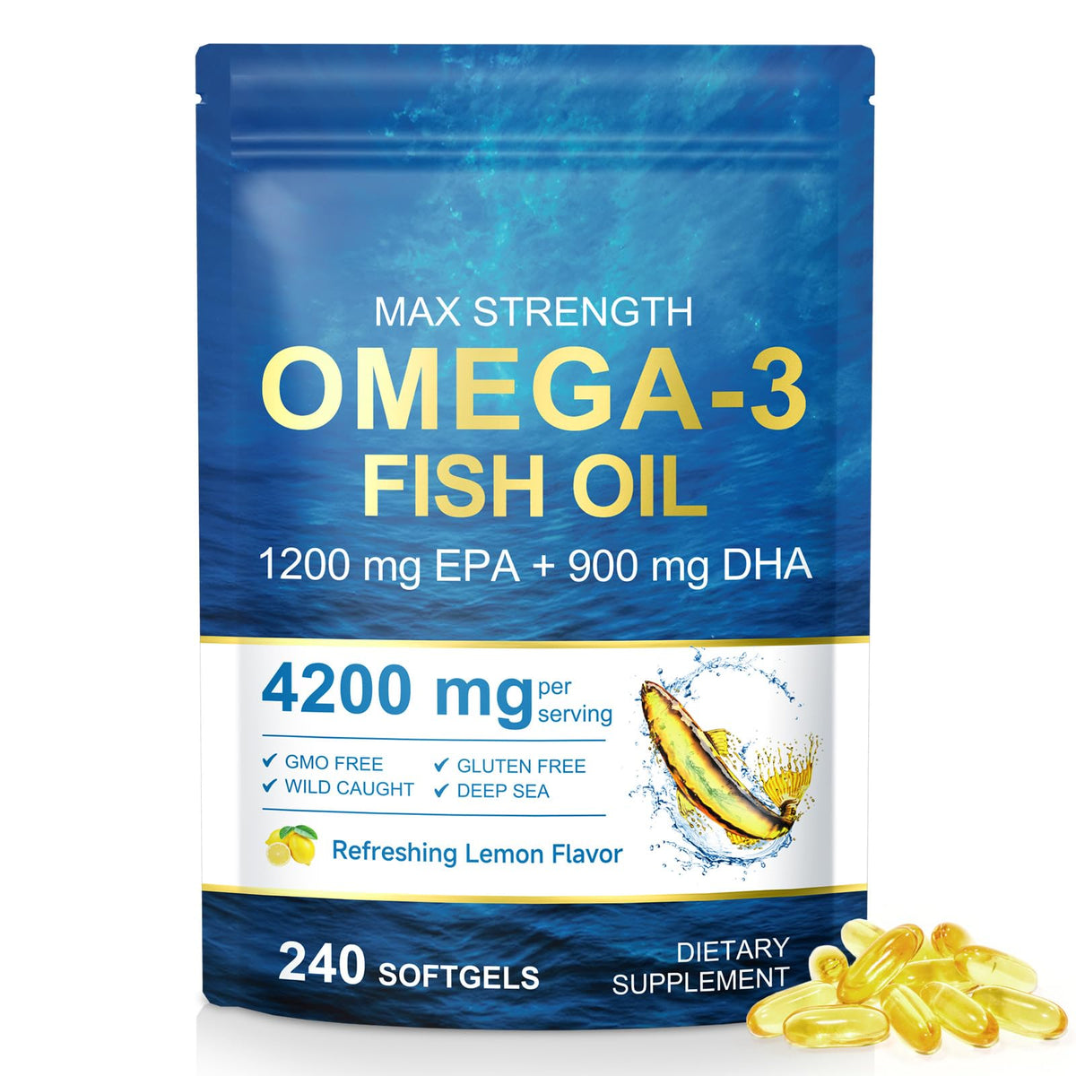 NVXNMSD Omega 3 Huile de Poisson 4200mg gélules molles vue de face