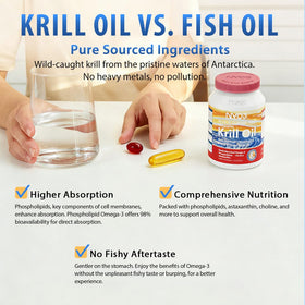 NYO3 Huile de Krill 850mg Omega 3 avec un verre d'eau