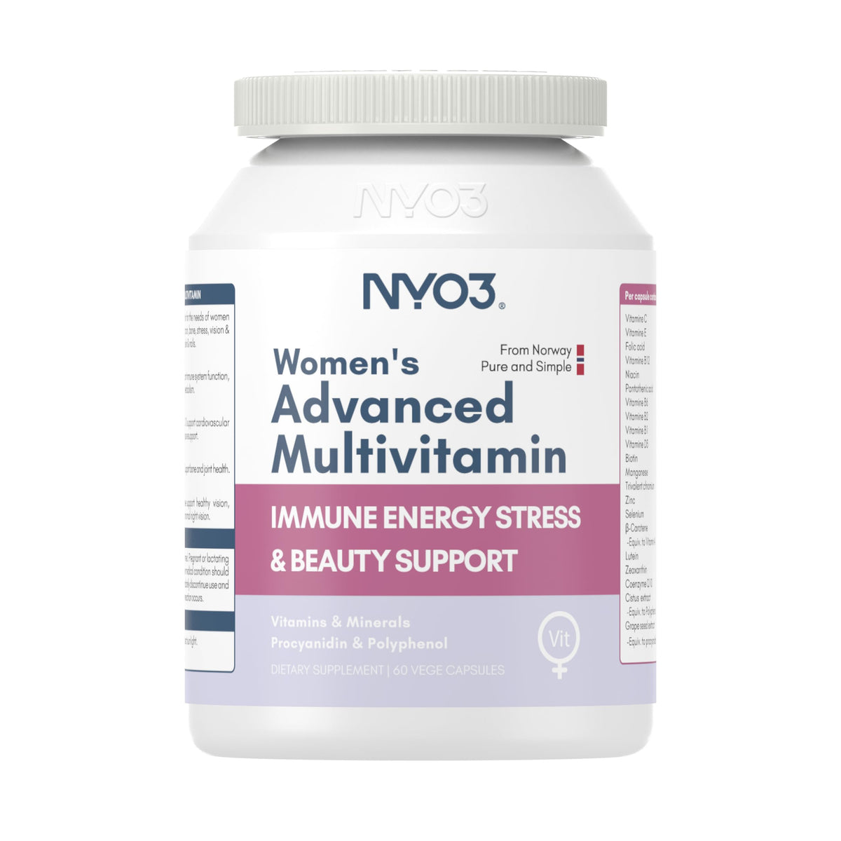 NYO3 Multivitamine Femme 60 capsules en boîte