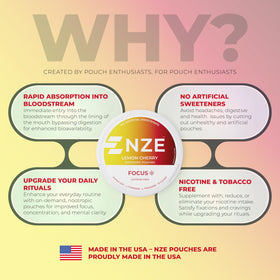 NZE Poches Nootropiques Citron Cerise - affichage des valeurs nutritionnelles