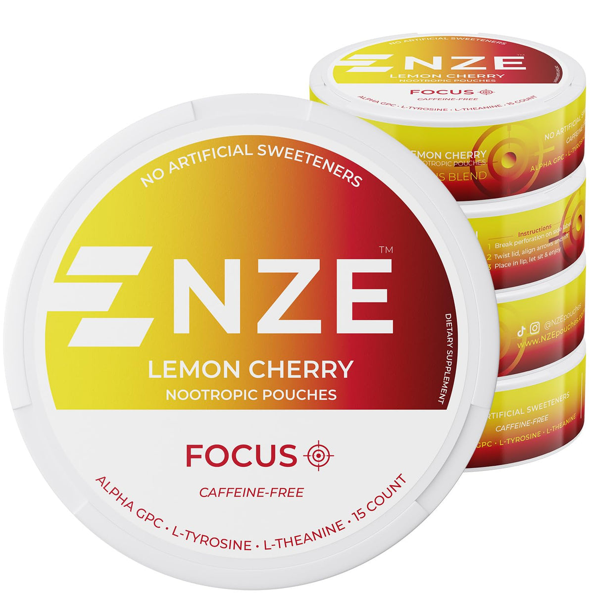 NZE Poches Nootropiques Citron Cerise - avant de la canette