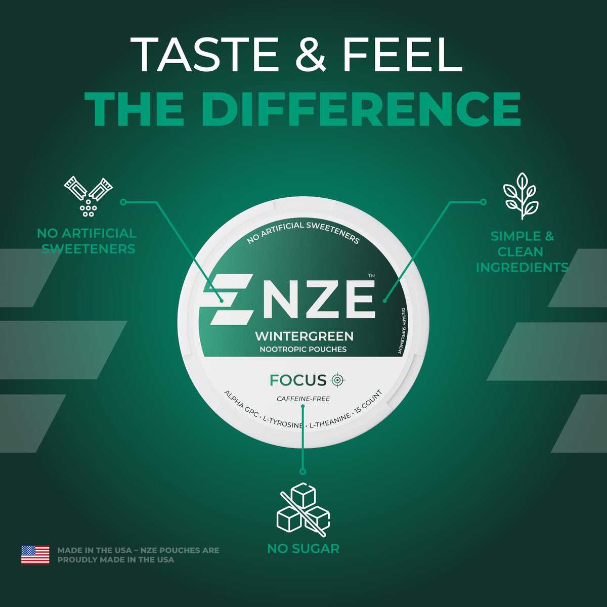 NZE Poches Nootropiques Sans Caféine avec un fond naturel