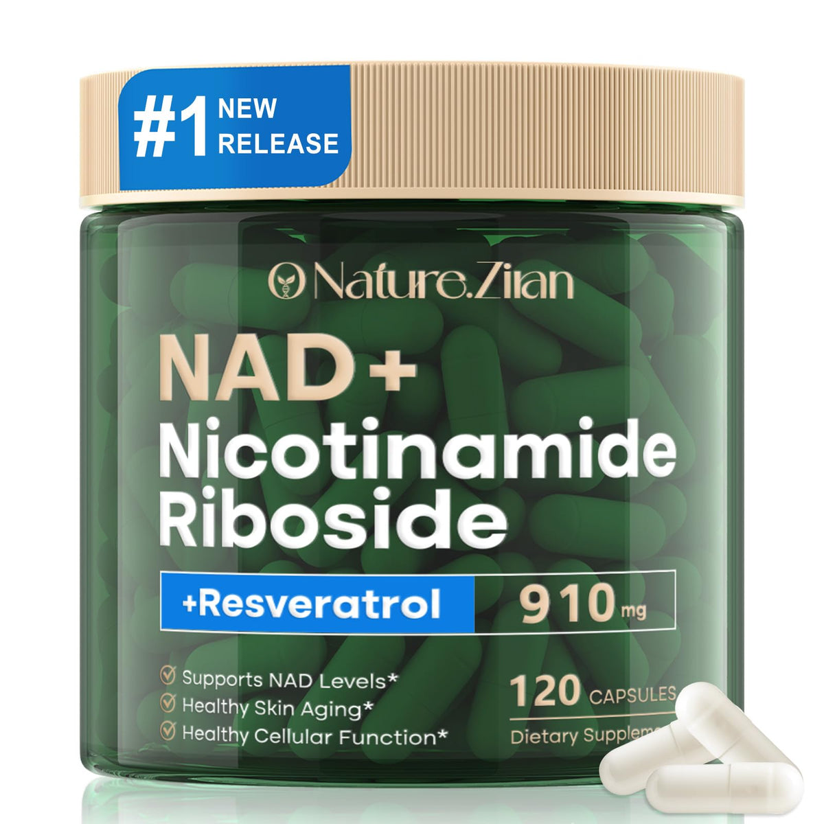 O NATURE. ZIRAN NAD+ Resvératrol 910mg 120 capsules vue de face
