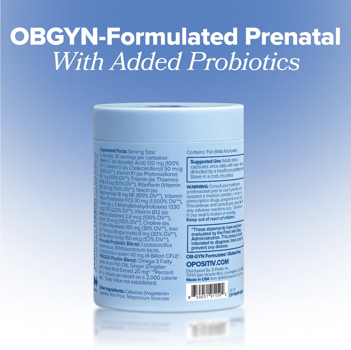 O Positiv PREGGO vitamines prénatales avec des ingrédients naturels