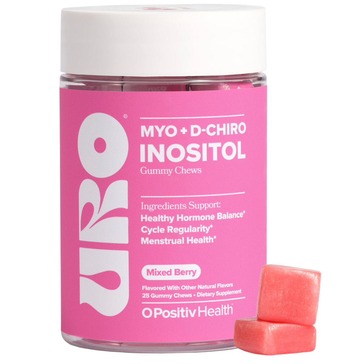 O Positiv URO Myo + D-Chiro Inositol Gummy Chew boîte vue de face