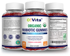 O!VITA Gummies Probiotiques Biologiques 60 Gummies Fraise avec ingrédients