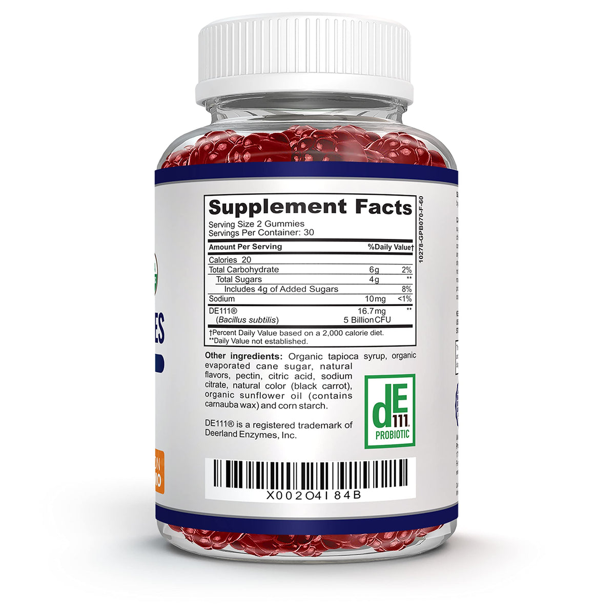 O!VITA Gummies Probiotiques Biologiques 60 Gummies Fraise dans un bol