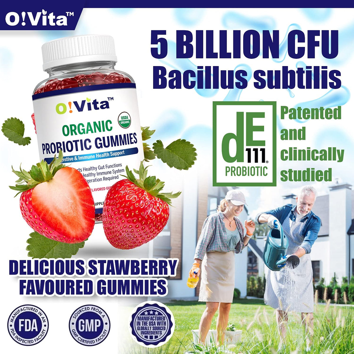 O!VITA Gummies Probiotiques Biologiques 60 Gummies Fraise prise en main
