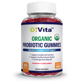 O!VITA Gummies Probiotiques Biologiques 60 Gummies Fraise vue de face