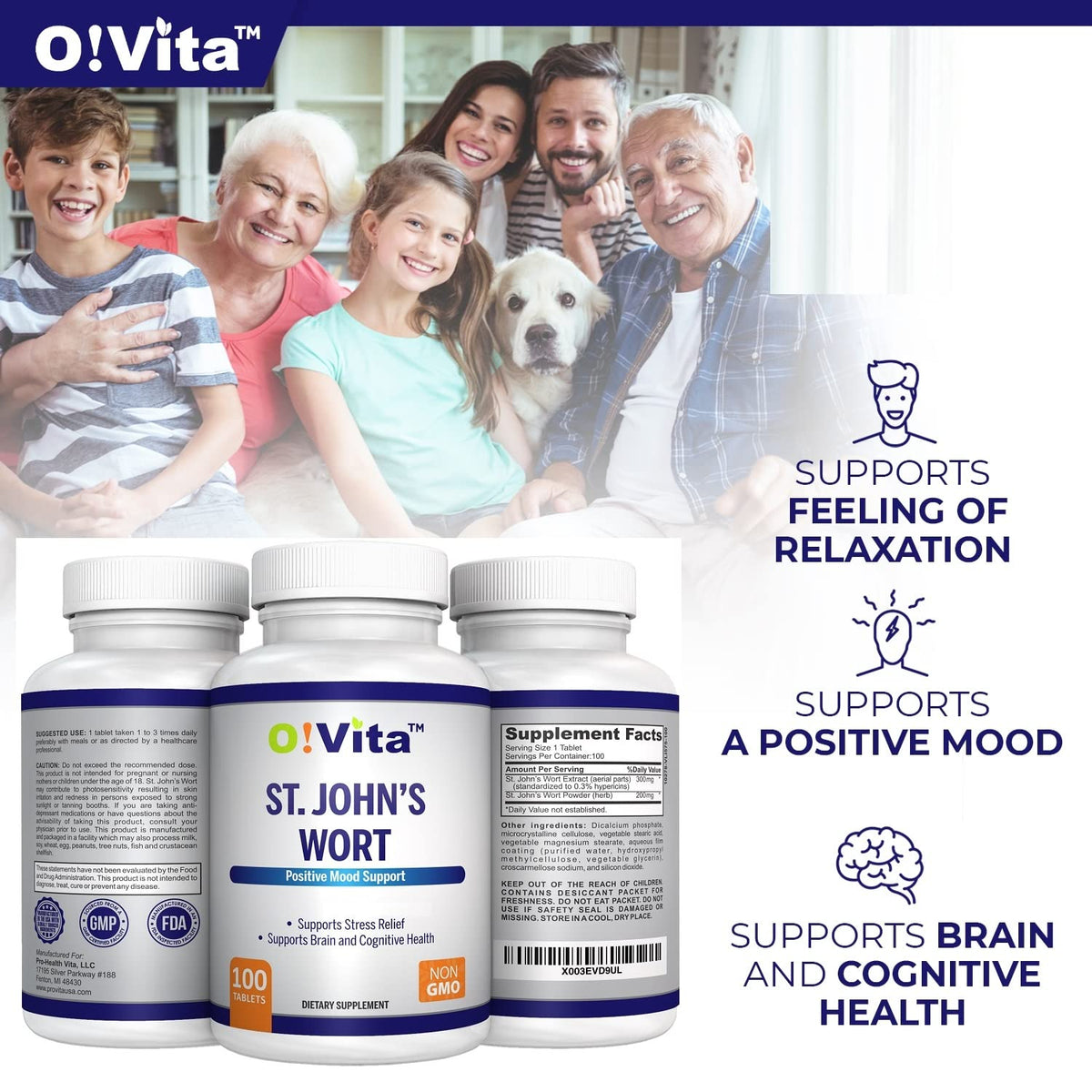 O!VITA Millepertuis 500mg comprimés végétaliens emballage