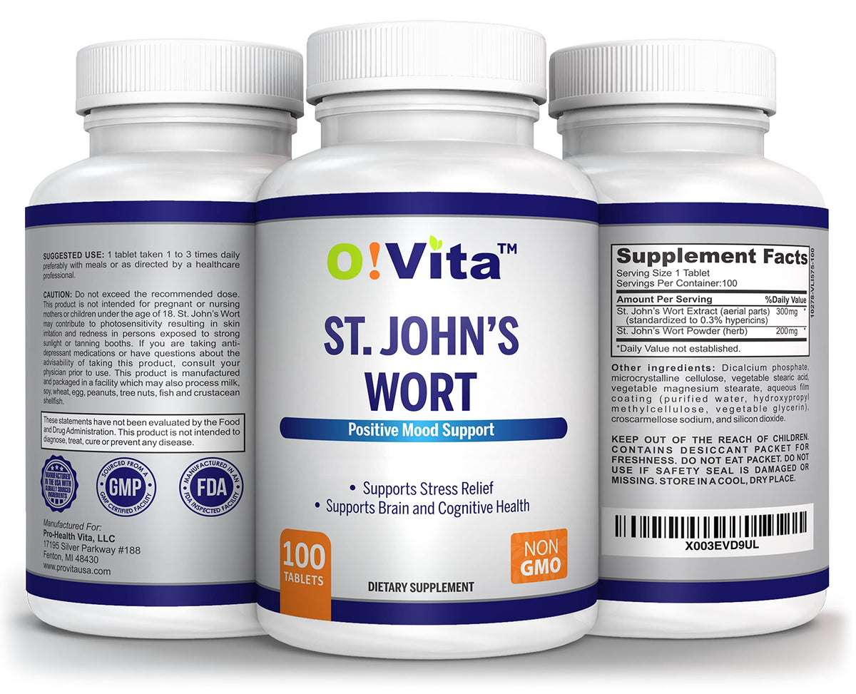 O!VITA Millepertuis 500mg comprimés végétaliens sur une table