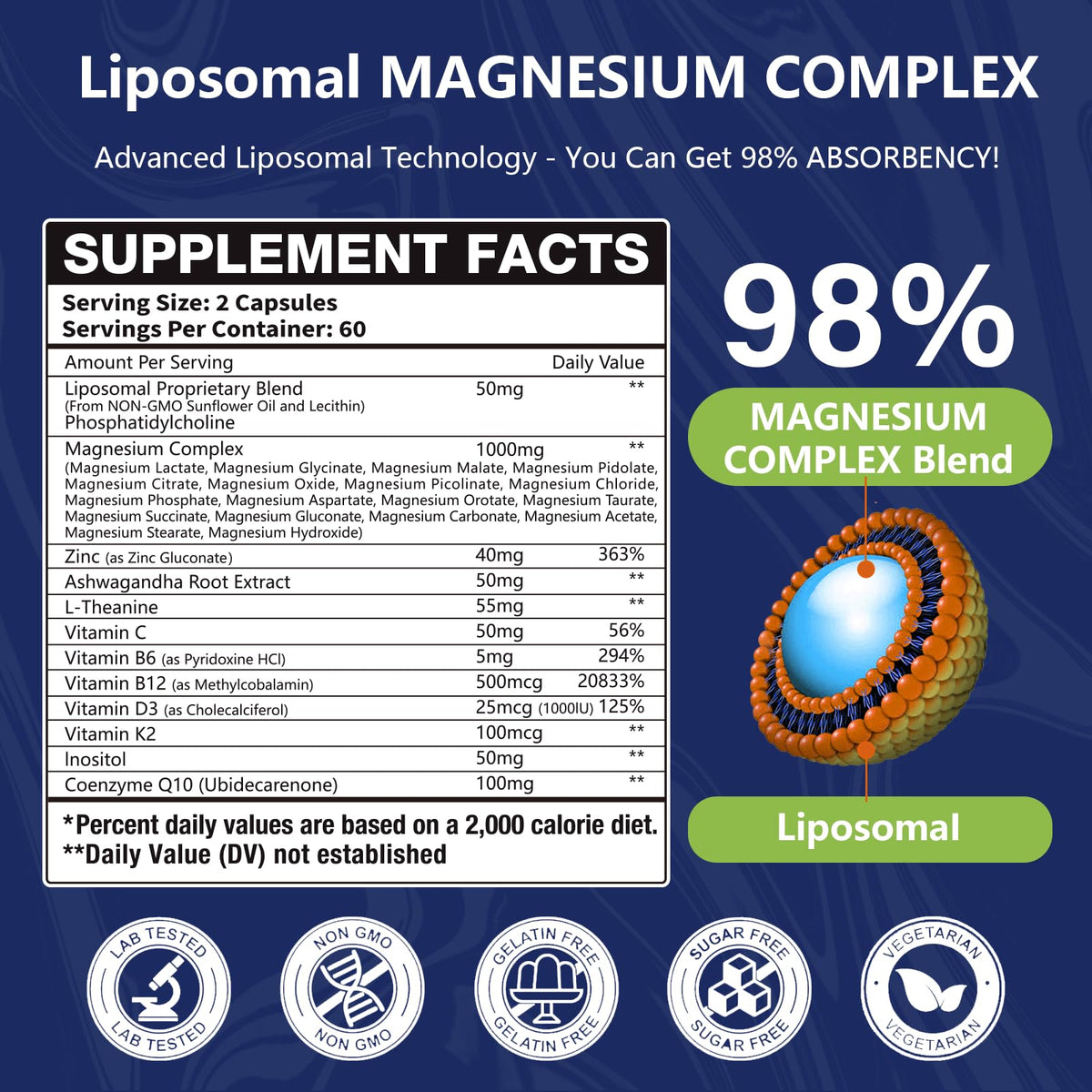 Oakevlp Complément Alimentaire Magnésium 29-en-1 1400 mg Capsules arrière