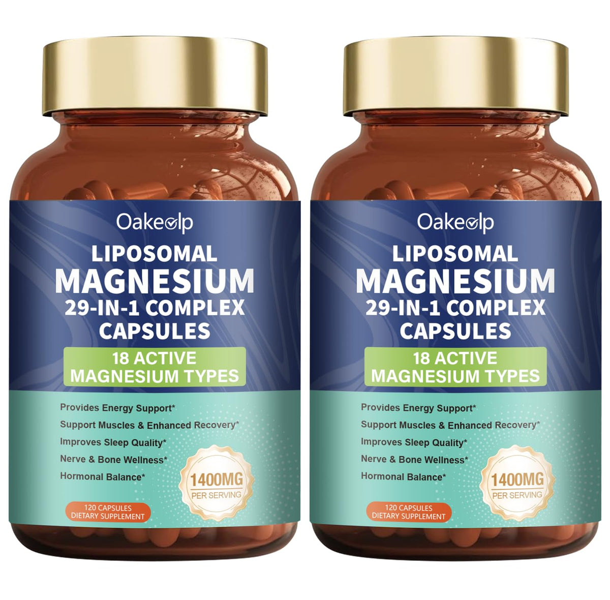 Oakevlp Complément Alimentaire Magnésium 29-en-1 1400 mg Capsules avant