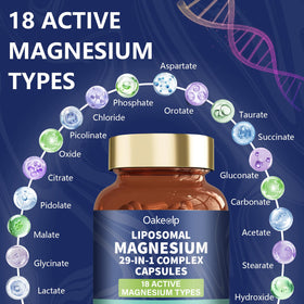Oakevlp Complément Alimentaire Magnésium 29-en-1 1400 mg Capsules ouvertes