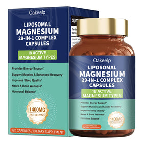Oakevlp Complément Alimentaire Magnésium 29-en-1 1400MG, vue avant de l'emballage