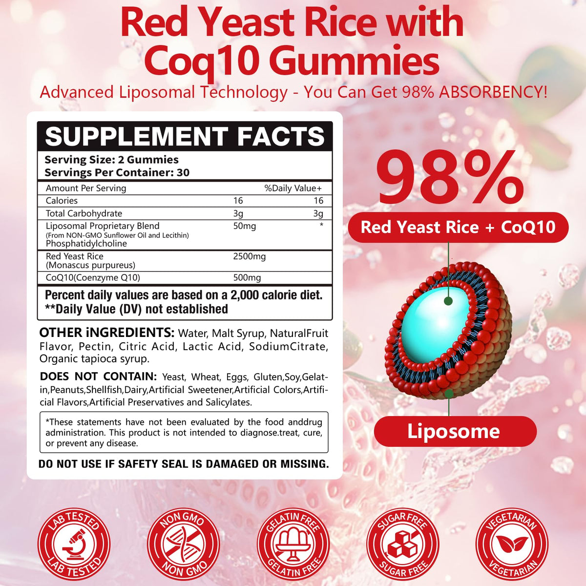 Oakevlp gummies de riz rouge, présentation des gummies dans un bol