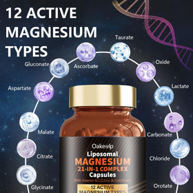 Oakevlp Magnésium Liposomal 21 en 1, ingrédients sur l'étiquette