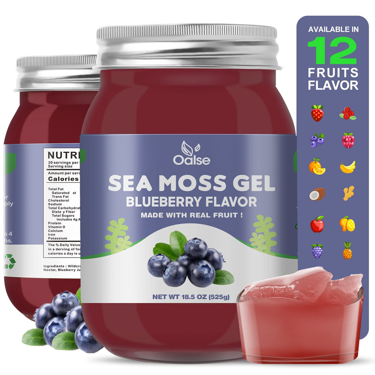 OALSE Gel d'Algue Marine 18,5oz Saveur Myrtille vue avant