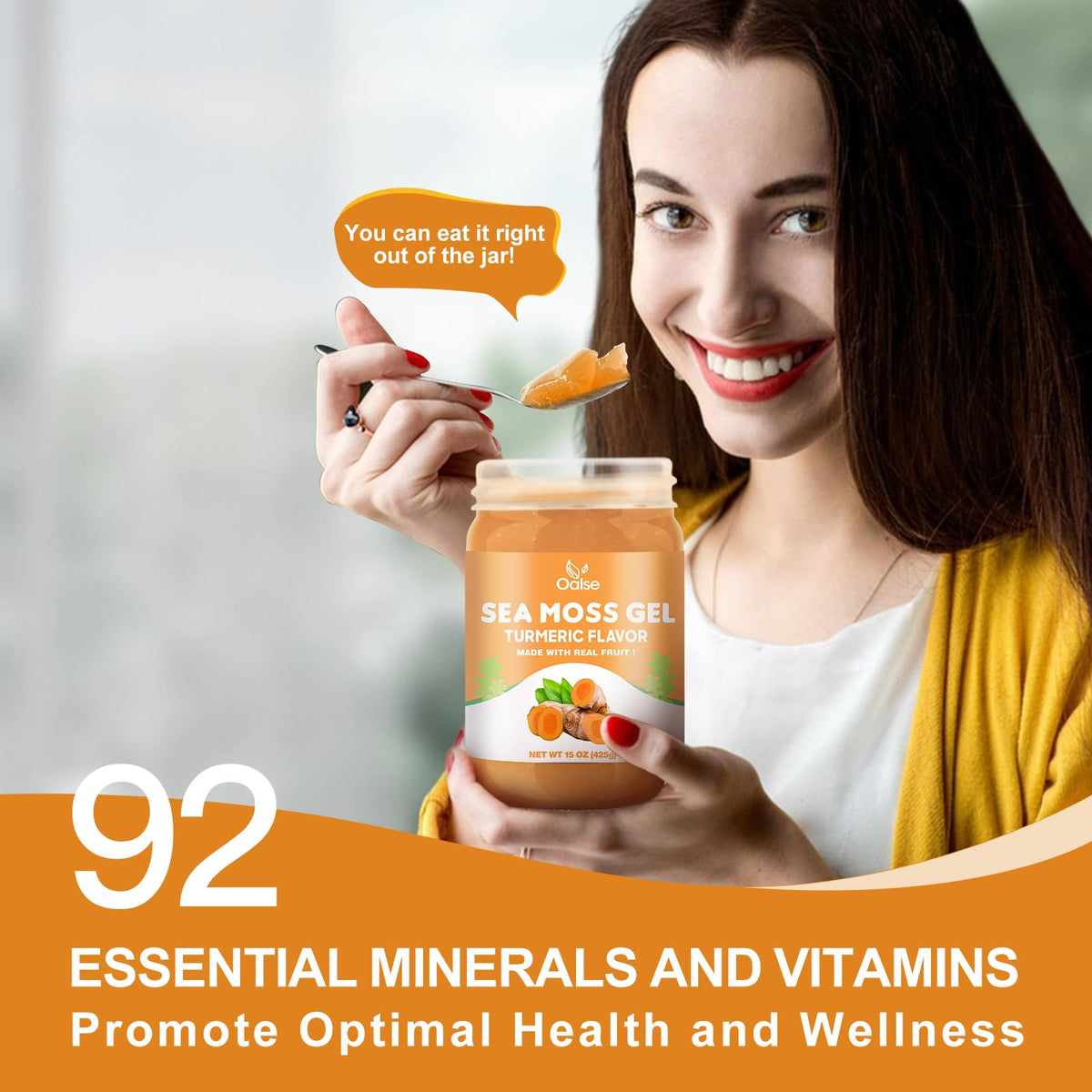 OALSE Gel de Mousse de Mer Irlandais 414 g Saveur Curcuma étiquette