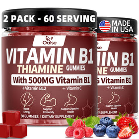 OALSE Gummies B1 Vegan 500mg paquet avant avec fruits mélangés