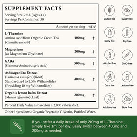 OASIS FORCE L-Theanine Gouttes 400mg étiquette arrière