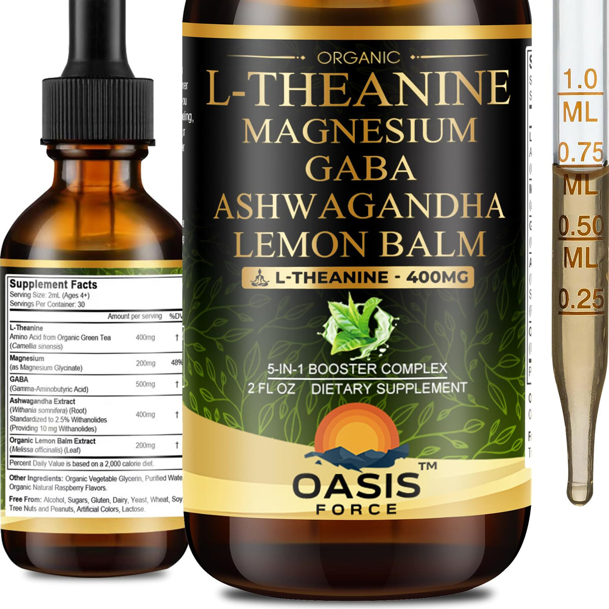 OASIS FORCE L-Theanine Gouttes 400mg pack avant
