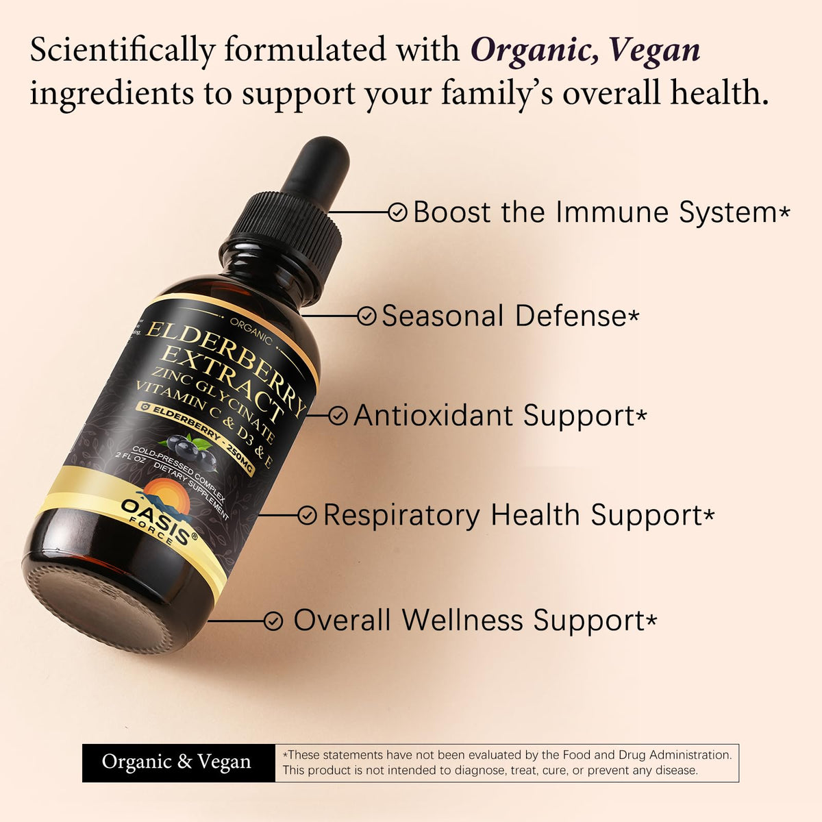 OASIS FORCE Sirop de Sureau Bio 250mg étiquette
