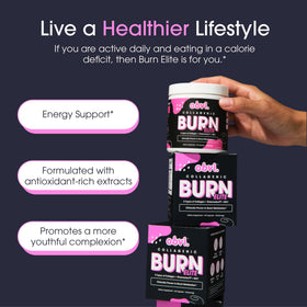 Obvi Burn Elite complément collagène avec un verre d'eau