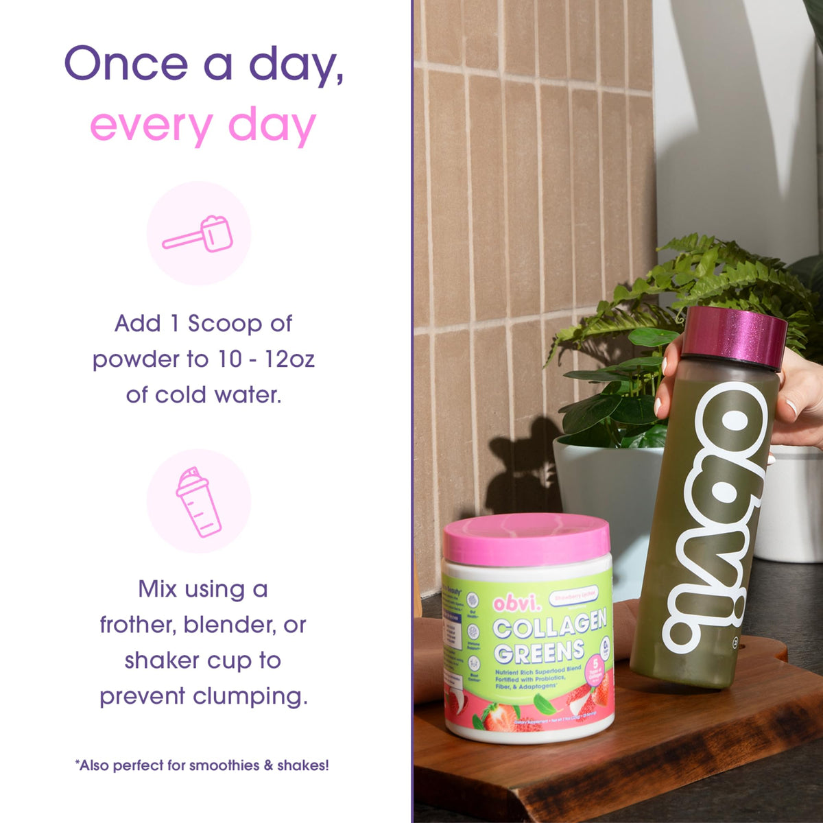 Obvi Collagen Greens Poudre Superaliment Bio 290g en pot