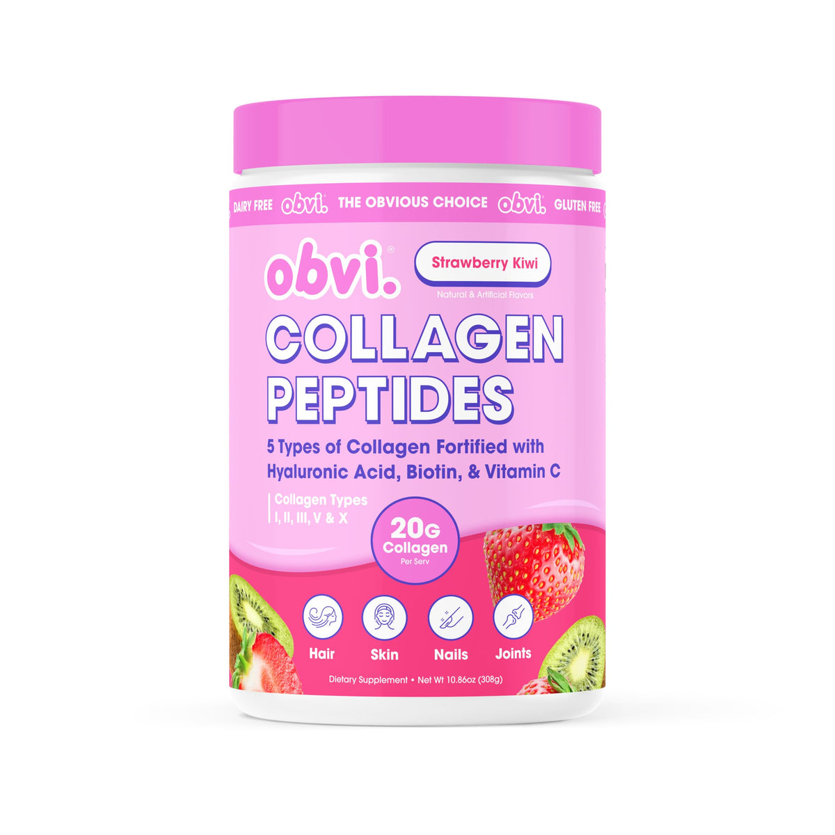 Obvi Collagen Peptides Kiwi Fraise 431g vue de face