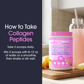 Obvi Collagen Peptides Pink Lemonade powder close-up