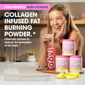 Obvi Collagenic Burn Powder Ananas Coco 200g en poudre dans un verre