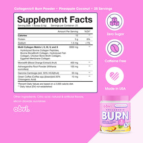 Obvi Collagenic Burn Powder Ananas Coco 200g vue arrière
