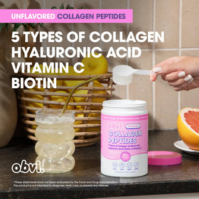 Obvi Poudre de Collagène Multi Source 381g en utilisation dans un smoothie