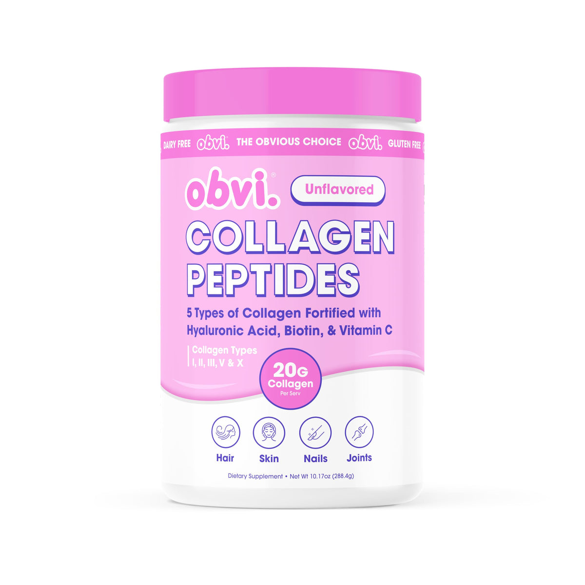 Obvi Poudre de Collagène Multi Source 381g vue de face avec emballage