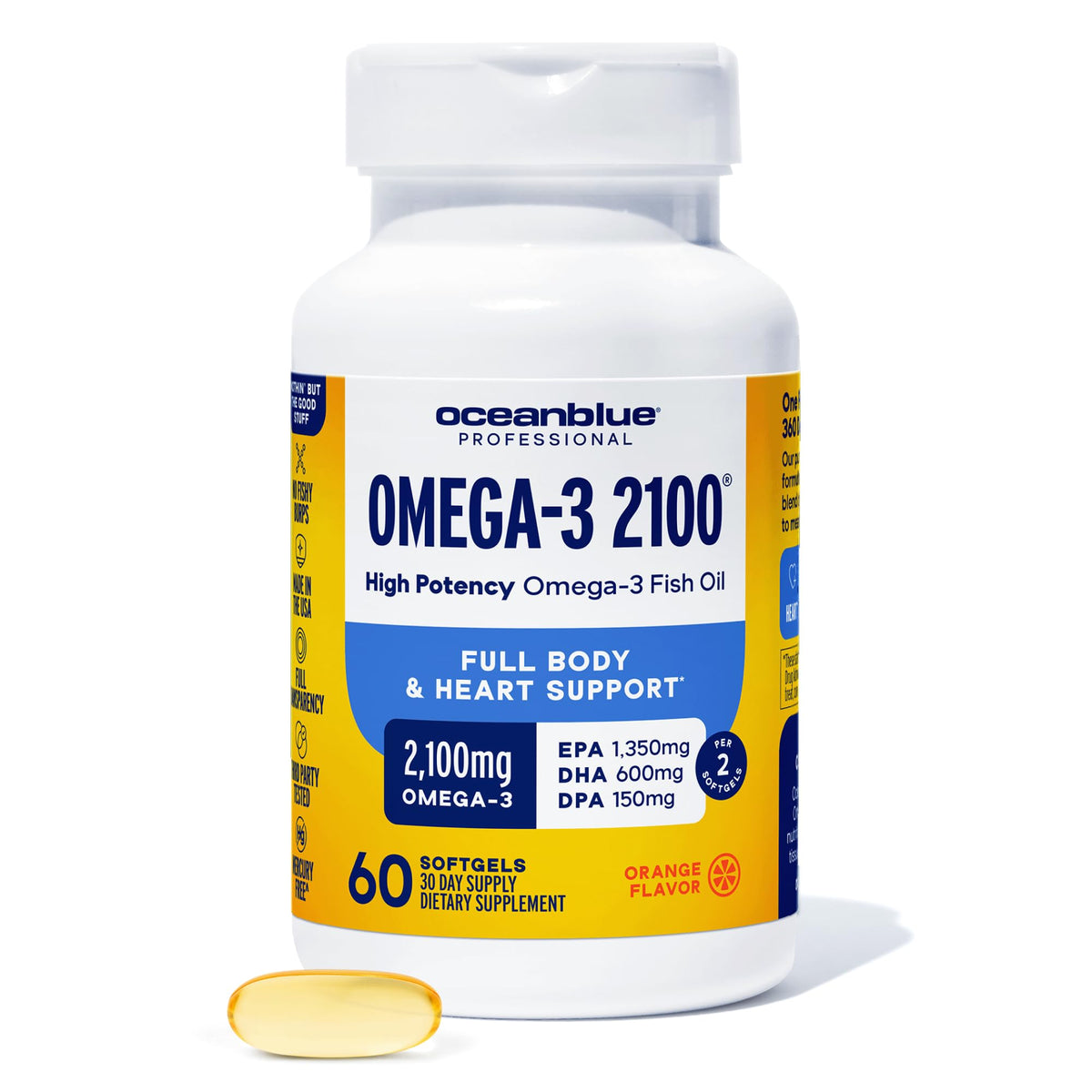 Oceanblue Omega-3 2100 60 gélules vue de face avec étiquette