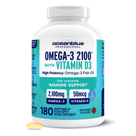 Oceanblue Omega-3 2100 avec Vitamine D3, 180 capsules en boîte
