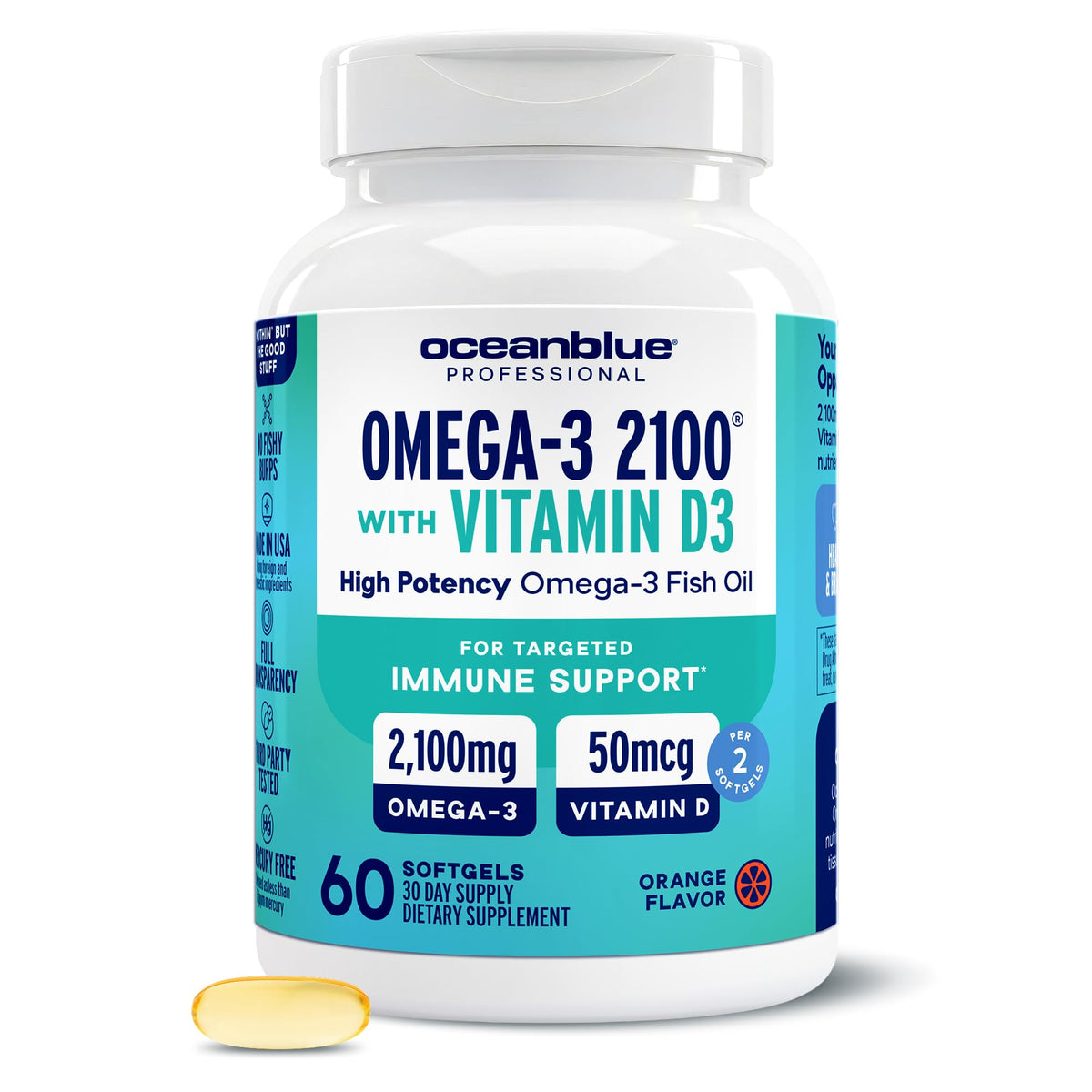 Oceanblue Omega-3 2100 capsules orange en boîte